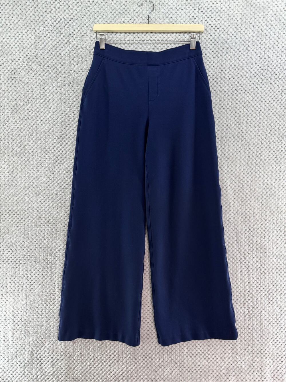 Spanx Wide Leg Ponte Pull On Pants Womens S Blue Mid Rise 28.5 inseam